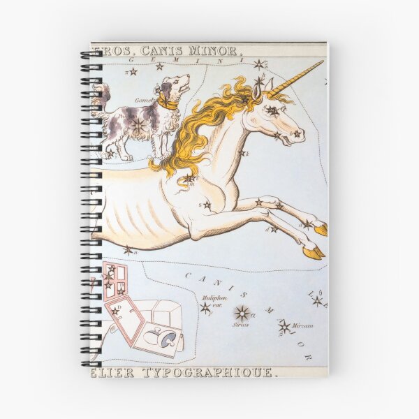 Item preview, Antique Constellation Map of Monoceros (unicorn), Canis Minor (little dog) designed and sold by VintageArchive.