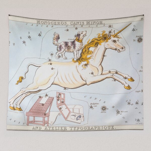 Item preview, Antique Constellation Map of Monoceros (unicorn), Canis Minor (little dog) designed and sold by VintageArchive.