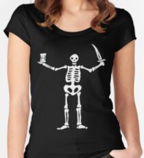 Black Sails Pirate Flag White Skeleton Women's Fitted Scoop T-Shirt