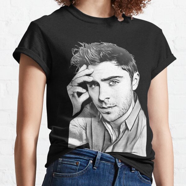 Zac efron white outlet t shirt