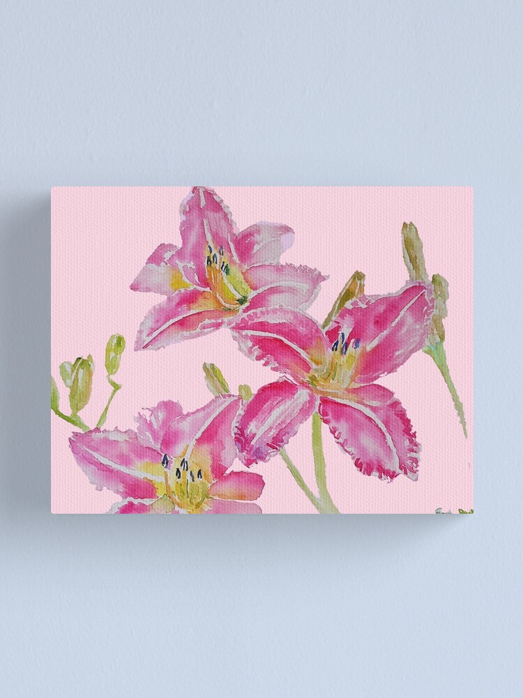 Pink Lily Botanical Art Print Pink Lily Painting Watercolour