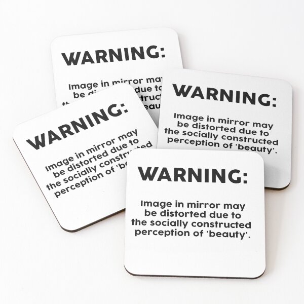 Item preview, body positivity warning sticker for mirror designed and sold by crazyboltshop.