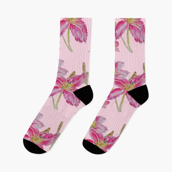 Item preview, Pink Lily Flower Watercolor Painting Pattern - on Pastel Pink designed and sold by Sarah  Rajkotwala.