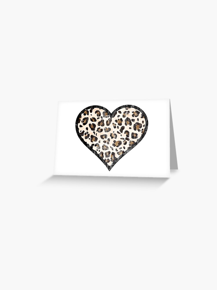 Distressed Leopard Print Heart Greeting Card for Sale by Bumblefuzzies