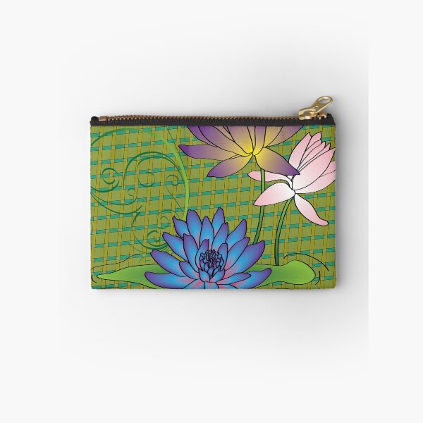 Item preview, Pretty Lotus Flowers on Green Plaid designed and sold by OrangeEden.