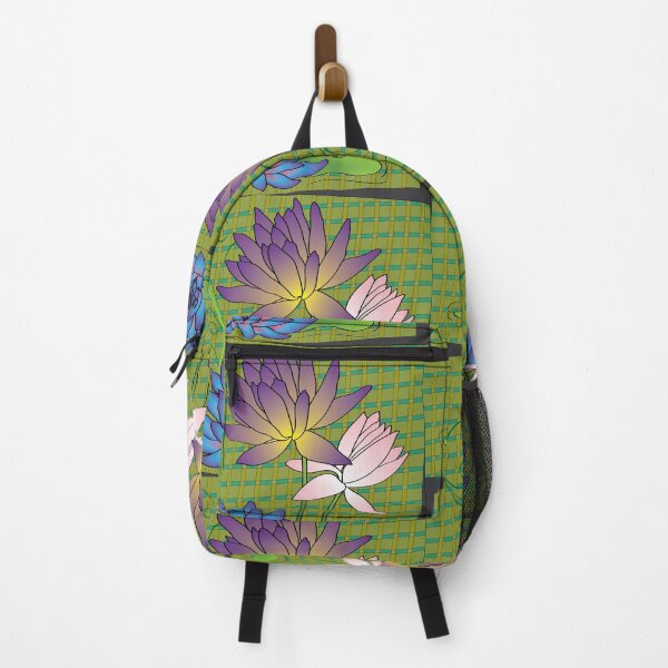 Item preview, Pretty Lotus Flowers on Green Plaid designed and sold by OrangeEden.