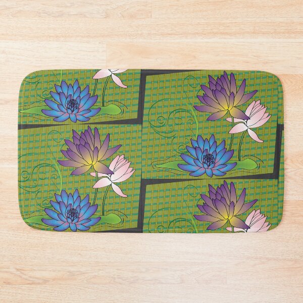 Item preview, Pretty Lotus Flowers on Green Plaid designed and sold by OrangeEden.