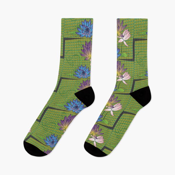 Item preview, Pretty Lotus Flowers on Green Plaid designed and sold by OrangeEden.