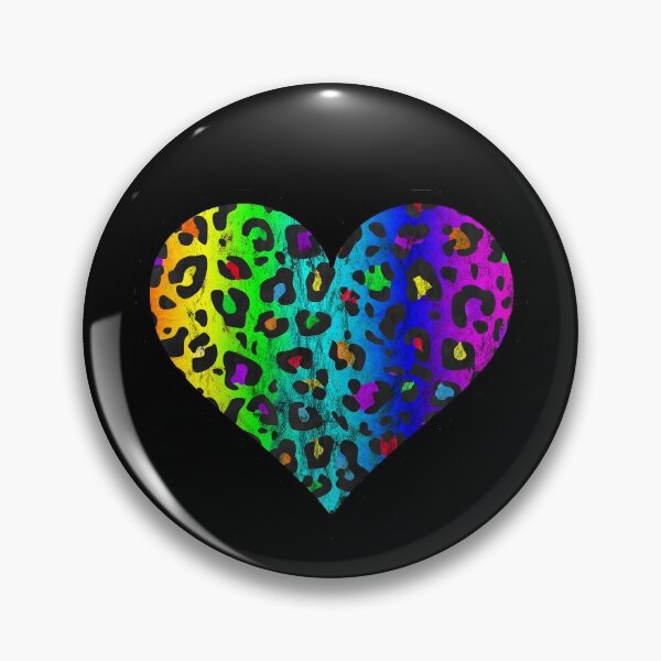 Item preview, Distressed Dark Rainbow Leopard Print Heart designed and sold by Bumblefuzzies.