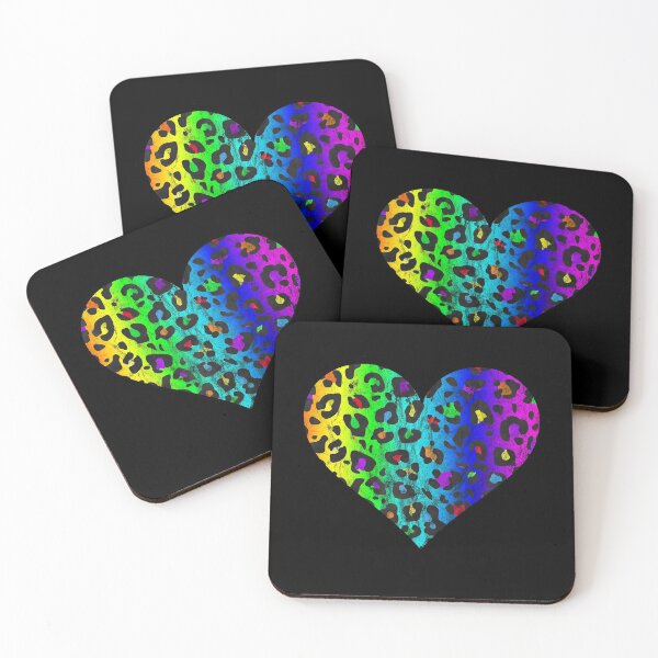 Item preview, Distressed Dark Rainbow Leopard Print Heart designed and sold by Bumblefuzzies.