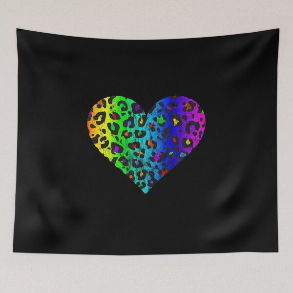 Item preview, Distressed Dark Rainbow Leopard Print Heart designed and sold by Bumblefuzzies.