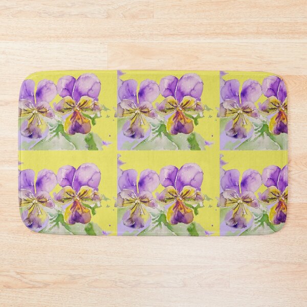 Item preview, Viola Watercolor Purple Flower - violas On Yellow designed and sold by Sarah  Rajkotwala.