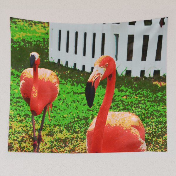 Item preview, Pink Flamingos - Posterized, Bright Pink Flamingos, Pair of Flamingos, Colorful Birds designed and sold by naturecdesigns.