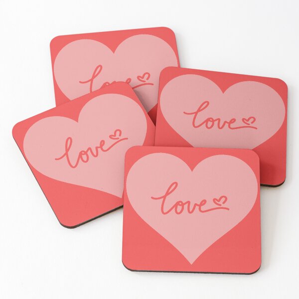 Item preview, Cursive Love with Small Red Heart Inside Large Pink Heart on Red Background  designed and sold by ShajenDesigns.