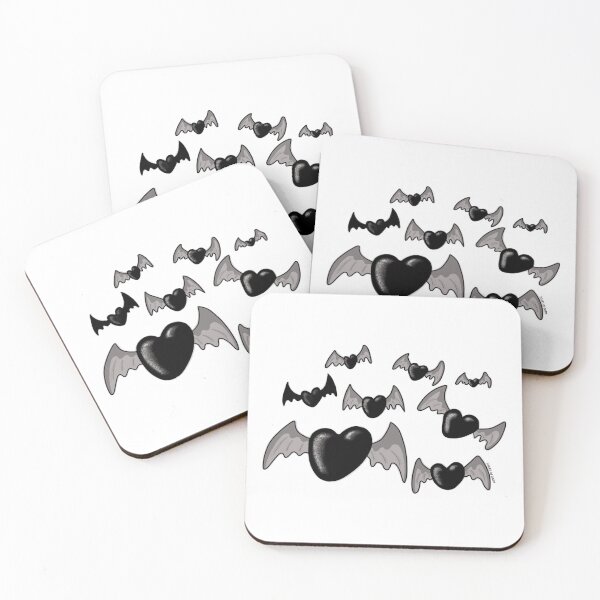 Item preview, Black hearts with bat wings cartoon motif designed and sold by ARTOFDARK.