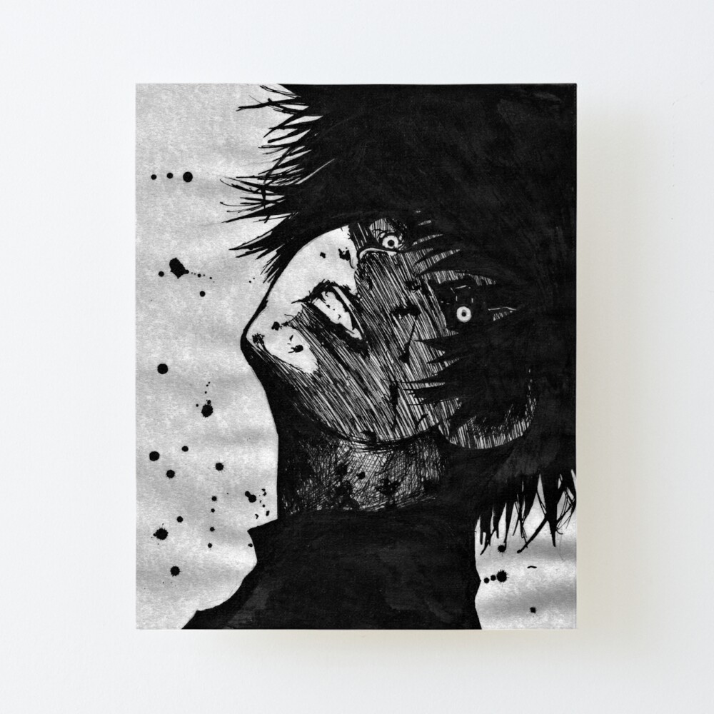 Ken Kaneki Drawing Art Board Print By Midnitemonsterz Redbubble