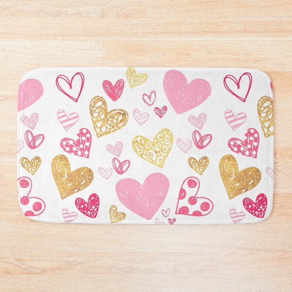 Item preview,  Pink red golden valentine day hearts (original white version) designed and sold by MarineTreasury.