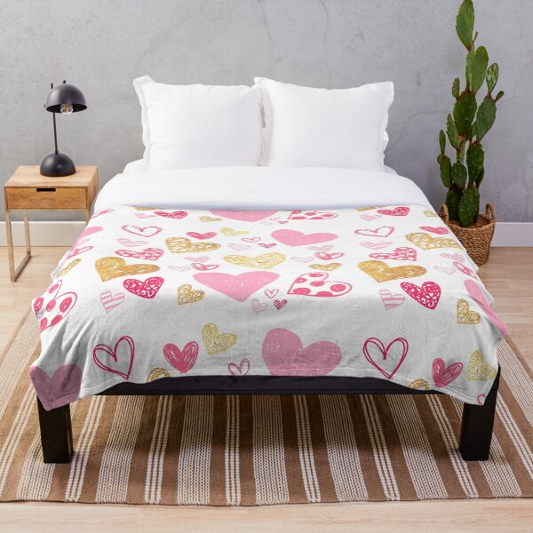 Item preview,  Pink red golden valentine day hearts (original white version) designed and sold by MarineTreasury.