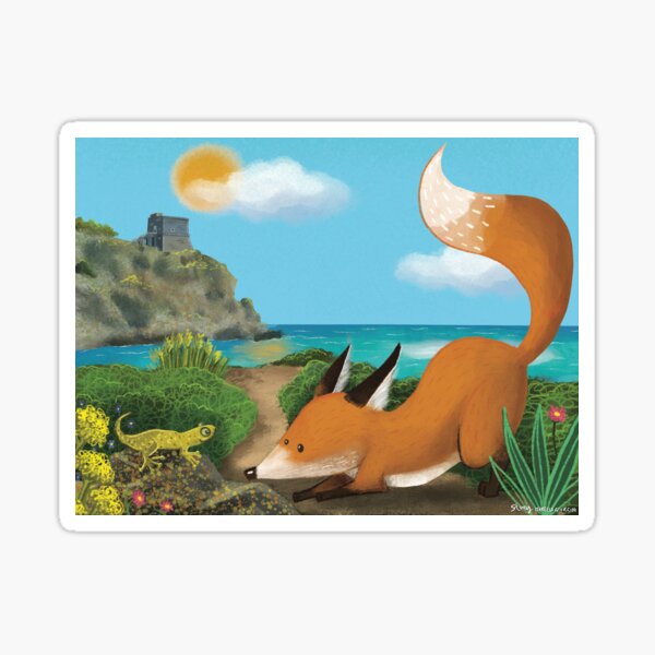 Fox and geko in Salento's Nature Sticker