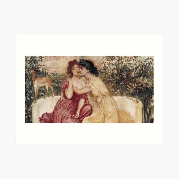 "Sappho and Erinna in a Garden at Mytilene Simeon Solomon 1864" Art