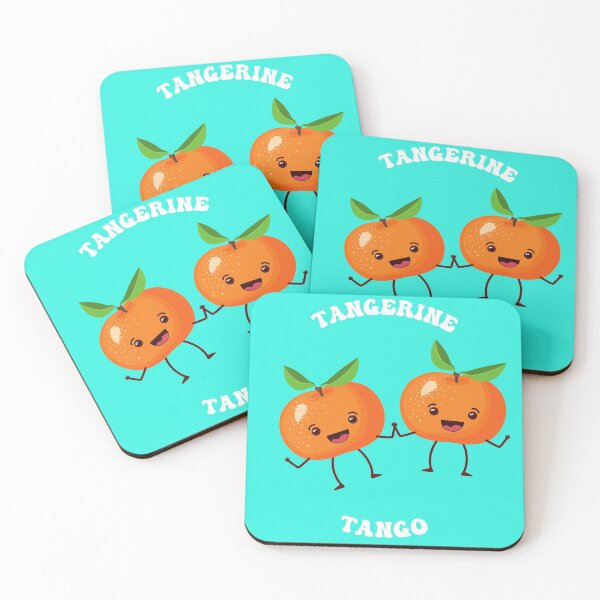 Item preview, Tangerine Tango Dancing Orange Fruit Blue Aqua Teal Background designed and sold by BrokenUnicorn.