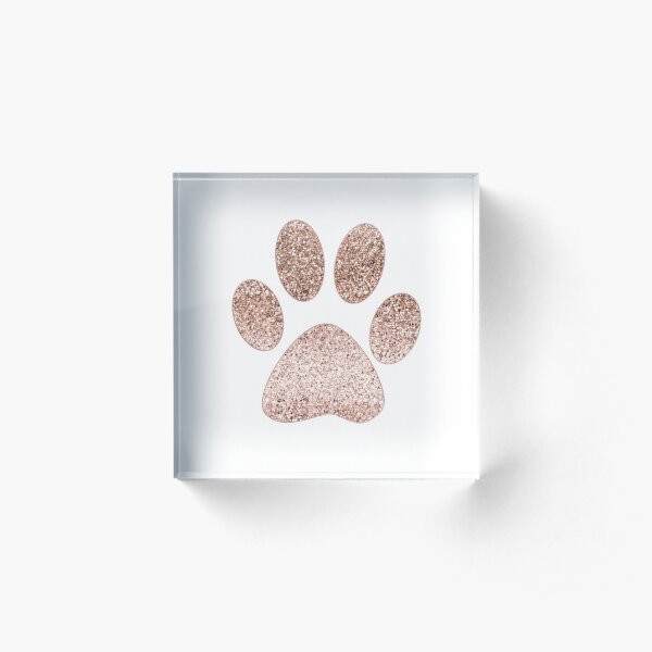 Sparkling rose gold paw print Acrylic Block