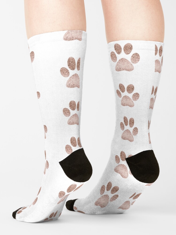 Thumbnail 4 of 5, Socks, Sparkling rose gold paw print designed and sold by RoseAesthetic.