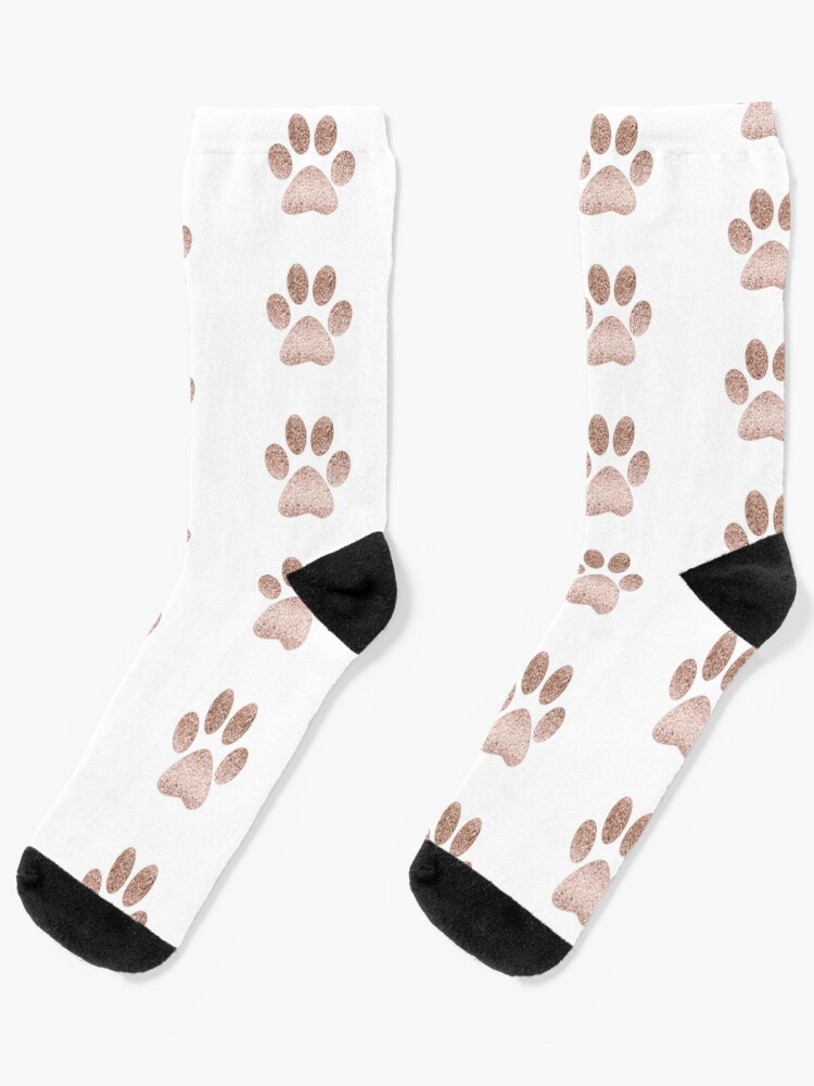 Thumbnail 1 of 5, Socks, Sparkling rose gold paw print designed and sold by RoseAesthetic.