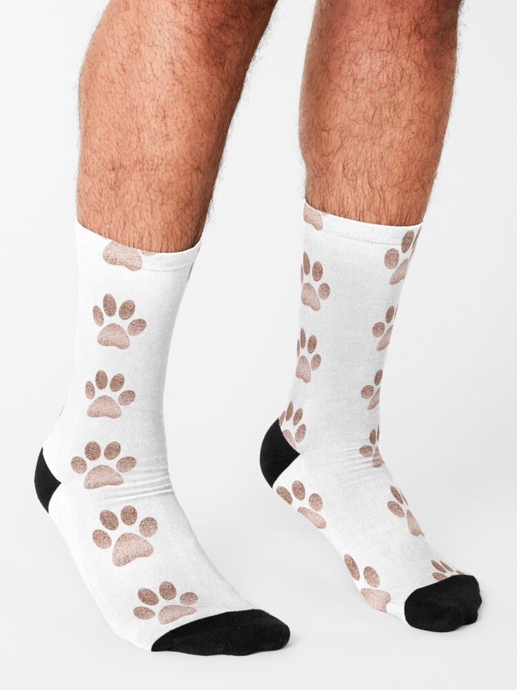 Thumbnail 3 of 5, Socks, Sparkling rose gold paw print designed and sold by RoseAesthetic.