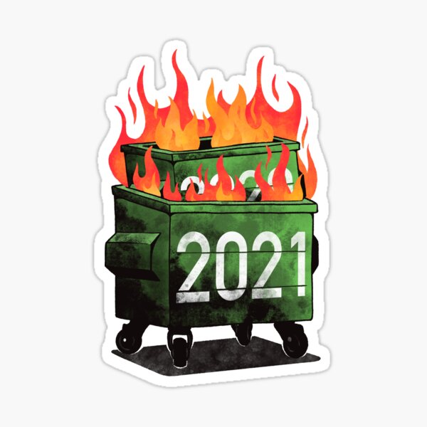 Aperçu de l'œuvre 2021 Double Dumpster Fire 2020 Big Trash Can Burning Meme créée et vendue par zawitees.