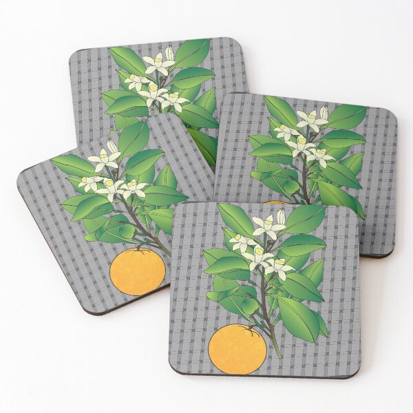 Item preview, Orange Blossoms on Grey Plaid designed and sold by OrangeEden.