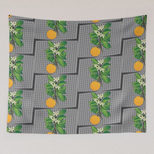 Item preview, Orange Blossoms on Grey Plaid designed and sold by OrangeEden.