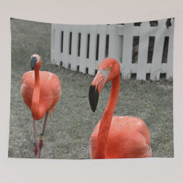 Item preview, Pink Flamingos - Monochrome, Color Splash, Bright Pink Flamingos, Pair of Flamingos, Colorful Birds designed and sold by naturecdesigns.