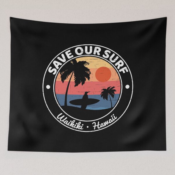 Item preview, Save Our Surf - Retro Vintage Surfer Penguin designed and sold by JordanHolmes.