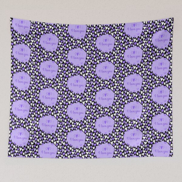 Item preview, I Love You! Hearts Pattern (Purple on Black) designed and sold by PawsitiveMum.