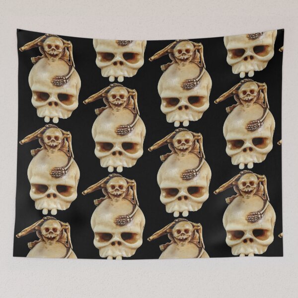 Item preview, Weirdly Cool Skeleton On Skull Ivory Carving - Creepy Halloween Designed designed and sold by AlanPhotoArt.
