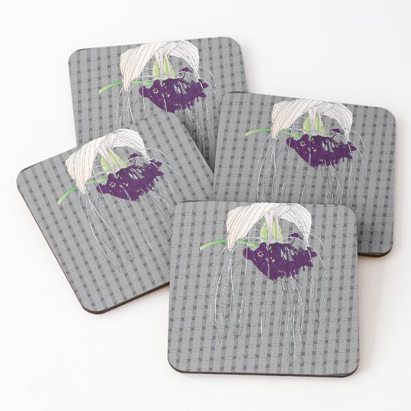 Item preview, White Bat Flower on GreyPlaid designed and sold by OrangeEden.