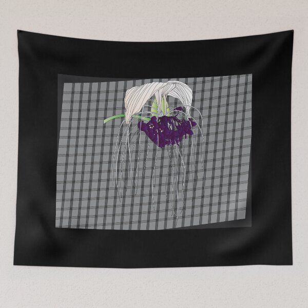 Item preview, White Bat Flower on GreyPlaid designed and sold by OrangeEden.