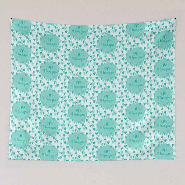 Item preview, I Love You! Hearts Pattern (Aqua on Aqua) designed and sold by PawsitiveMum.