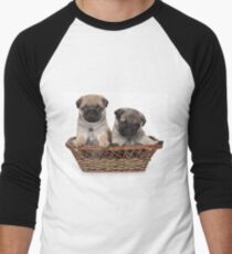 Funny cute pug puppies Men's Baseball ¾ T-Shirt