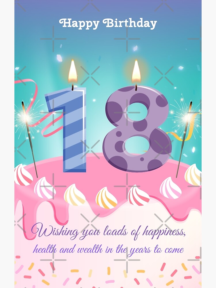 Happy 18th Birthday Eighteen Birthday Poster For Sale By Helkav Redbubble