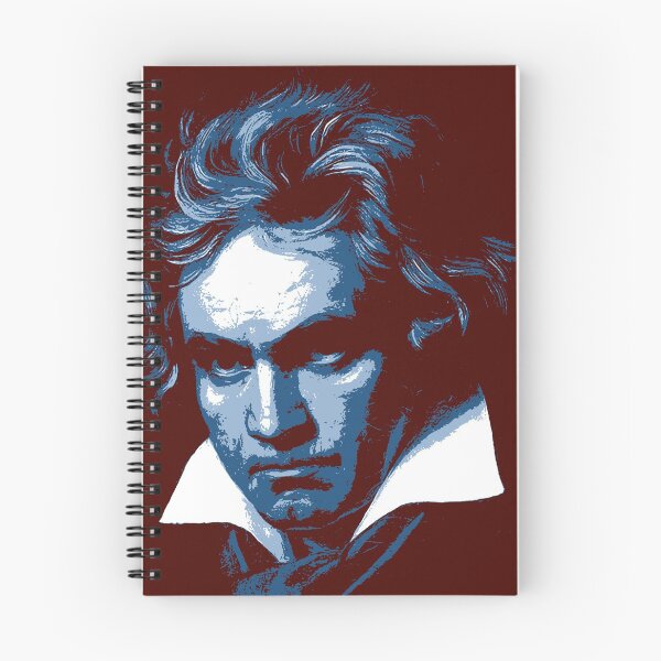 Artikelvorschau, Ludwig van Beethoven Dunkelblau-Rot-Porträt entworfen und verkauft von zavadadesigns.