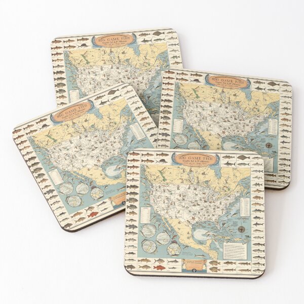 Item preview, 1936 Vintage Map. Big Game Fish. designed and sold by Gin  Neko.