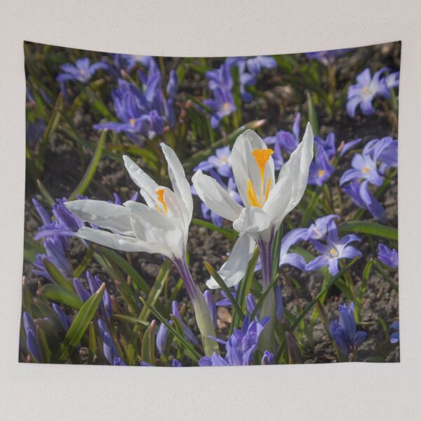 Item preview, two white flowers with yellow stamens surrounded by purple flowers designed and sold by nataliavavilina.