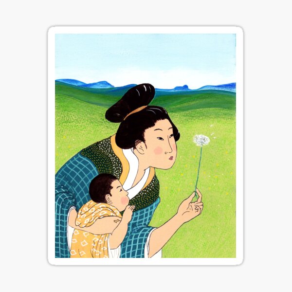 Mrs Hokusai and the Dandelion Wish Sticker
