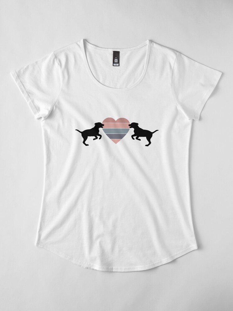 Alternate view of Valentine's Pastel Jumping Pups Heart Premium Scoop T-Shirt