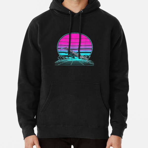 Vintage Retro Sunset Monitor Lizard Pullover Hoodie