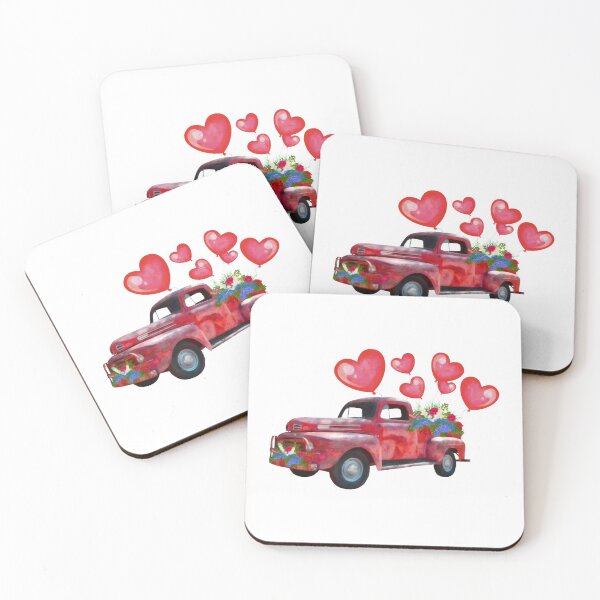 Item preview, Valentines Day Painted Vintage Truck with Love Heart and Balloons, Sticker T-Shirt Laptop Water Bottle designed and sold by StickerArtwork.