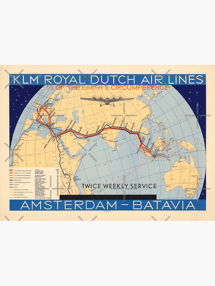 1934 Vintage Poster. KLM Royal Dutch Airlines Amsterdam