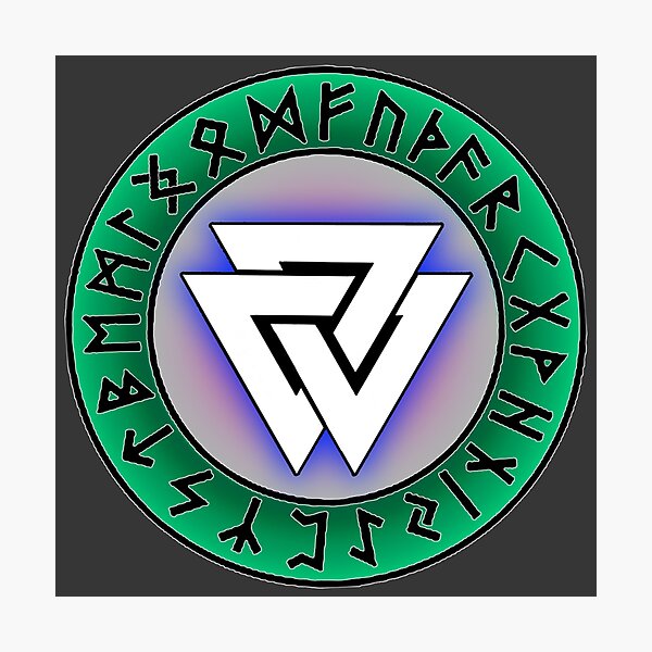 Item preview,  Elder Futhark Ring w/ Valknut green designed and sold by Moondog Seitz.